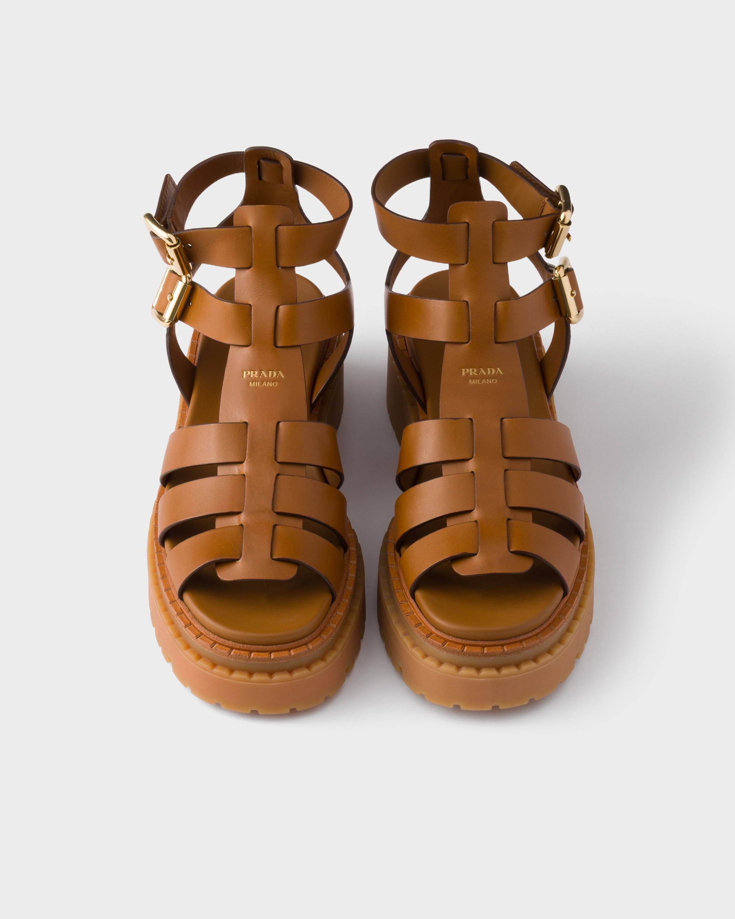 サンダル・ミュール PRADA FW25 Brown leather sandals (1X962NF035P39 F0038) Leather sandal Prada Brown size 39 EU in Leather - 56850615