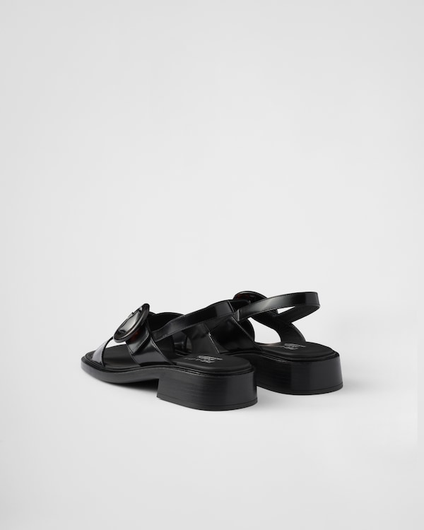 Brushed leather sandals with buckle - Black Brushed leather sandals with buckle - Black