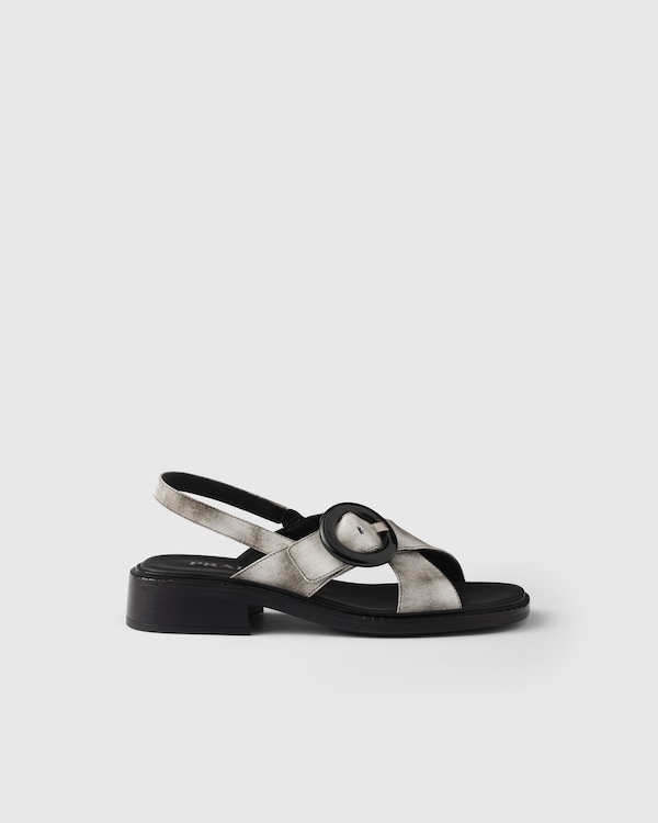 Brushed leather sandals with buckle Brushed leather sandals with buckle