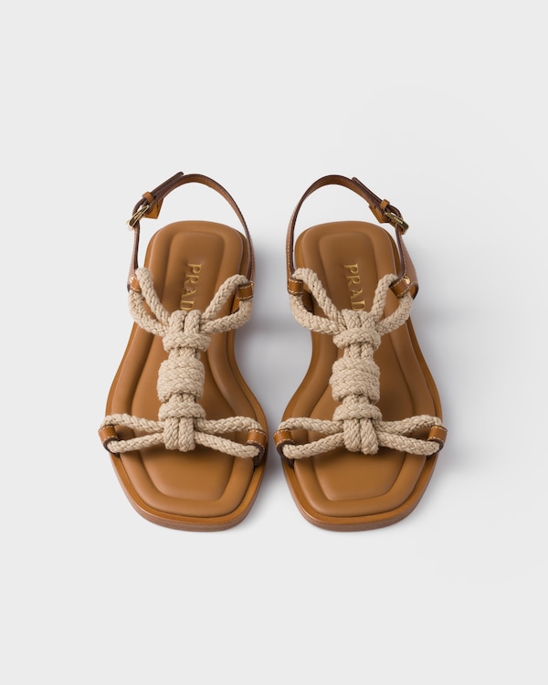Flat leather and cord sandals Flat leather and cord sandals
