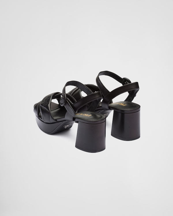 Quilted nappa leather platform sandals - Black Quilted nappa leather platform sandals - Black