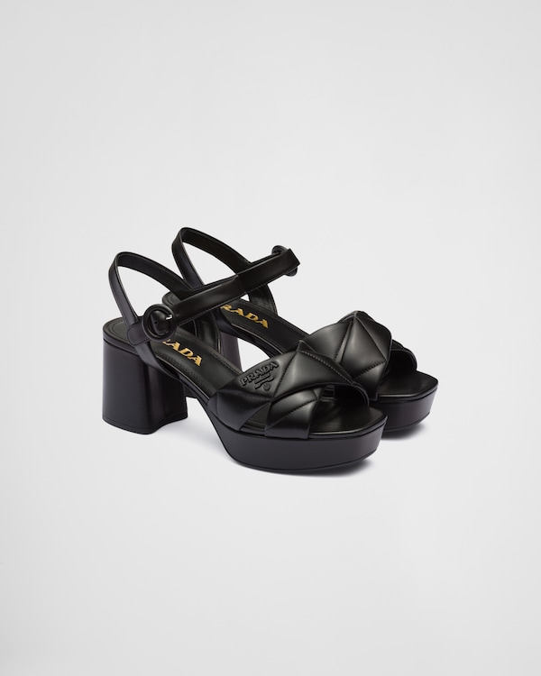Quilted nappa leather platform sandals - Black Quilted nappa leather platform sandals - Black
