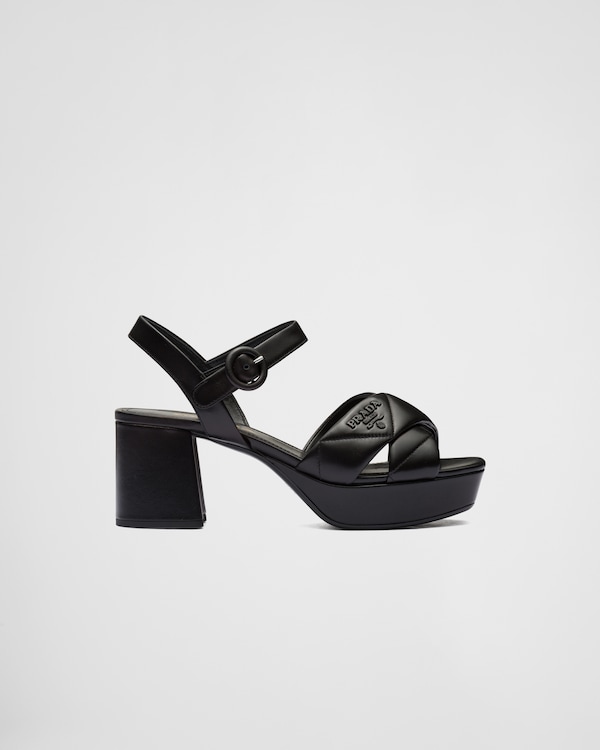 Quilted nappa leather platform sandals - Black Quilted nappa leather platform sandals - Black