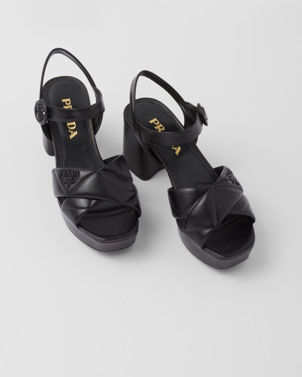 Quilted nappa leather platform sandals - Black Quilted nappa leather platform sandals - Black