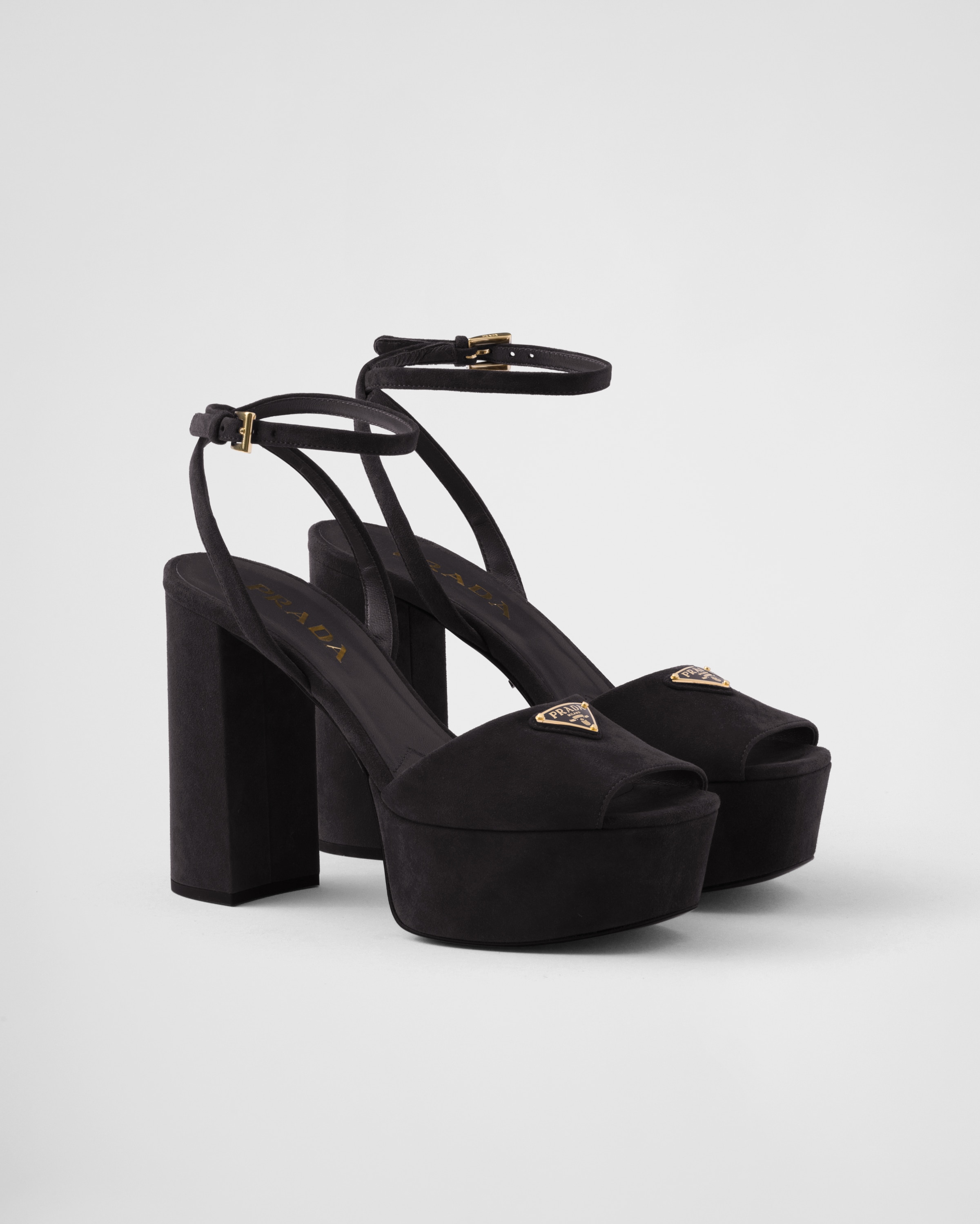 Prada Nappa Leather Platform Sandals 115 In Black