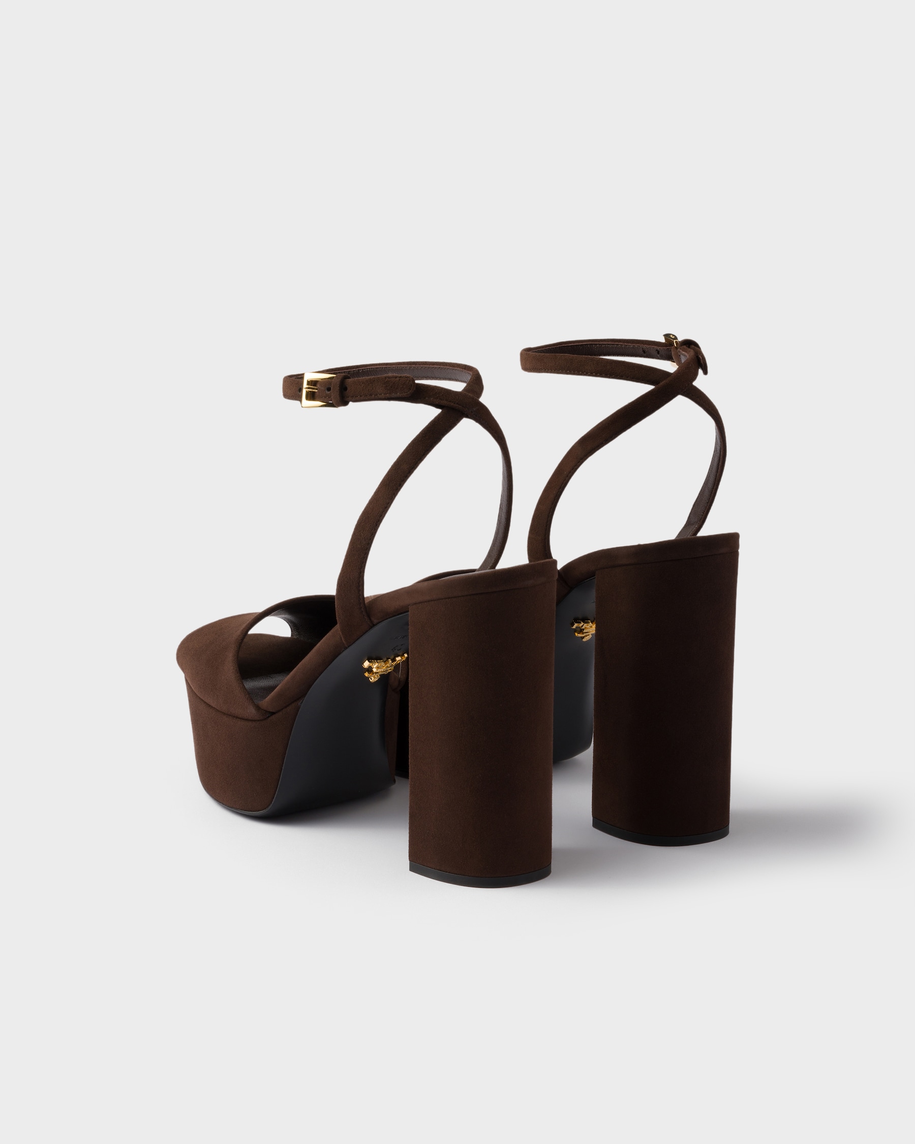 PRADA 26S SLINGBACK SANDALS 40MM IN DARK BROWN CALFSKIN WITH LOGO main image 1
