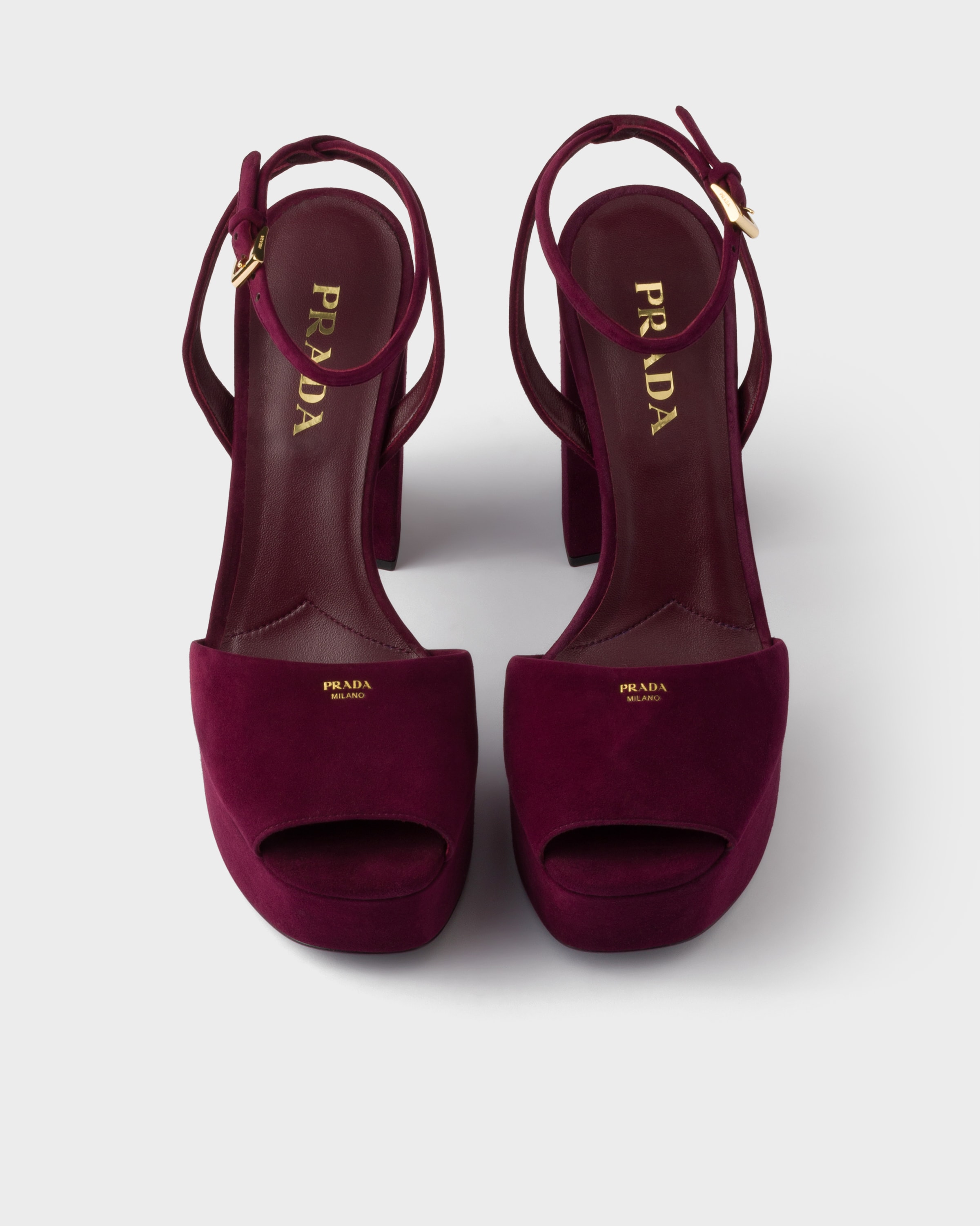 Burgundy Suede Platform Sandals | PRADA