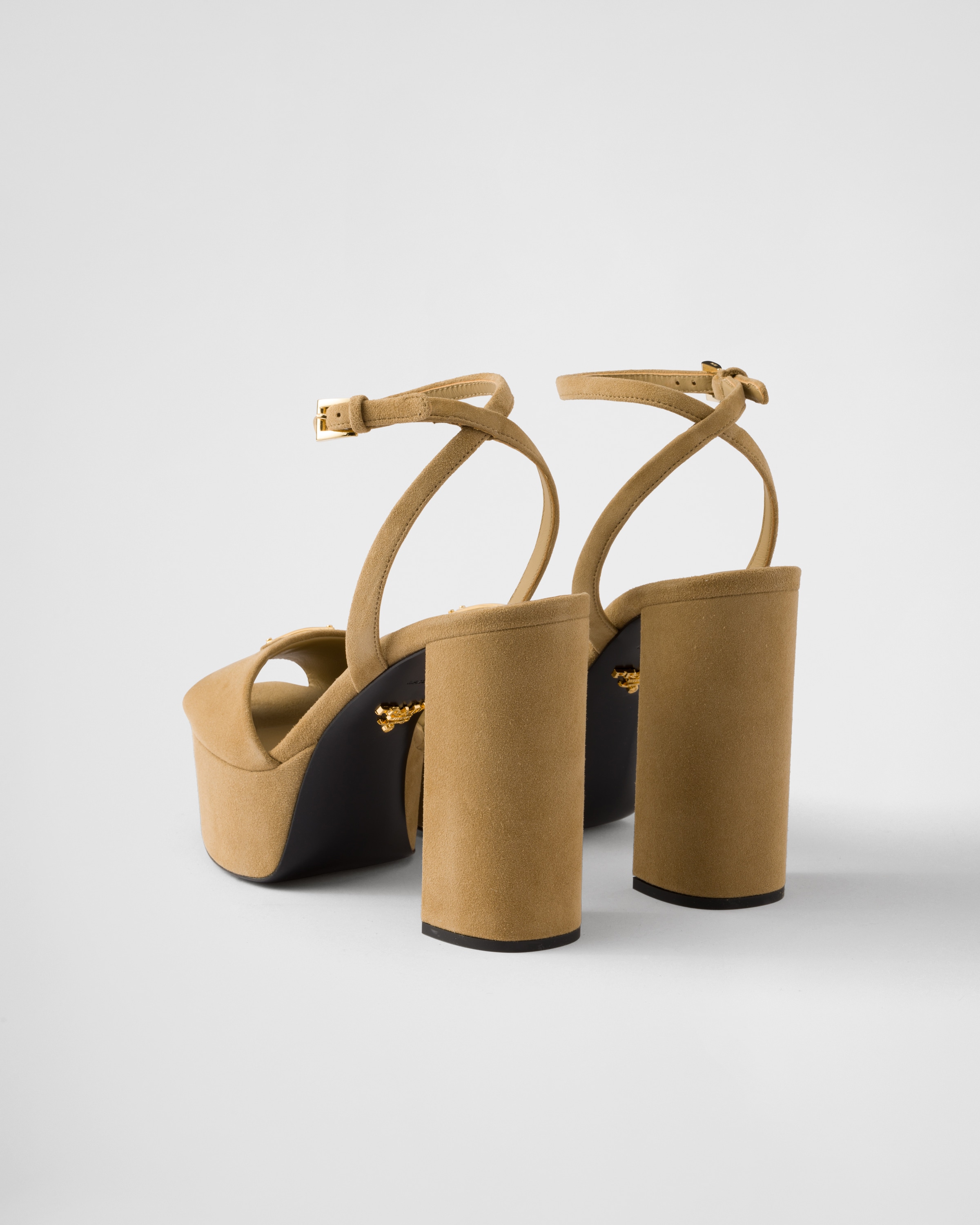 Prada Thick Soled High-heeled Sandals In Ecru