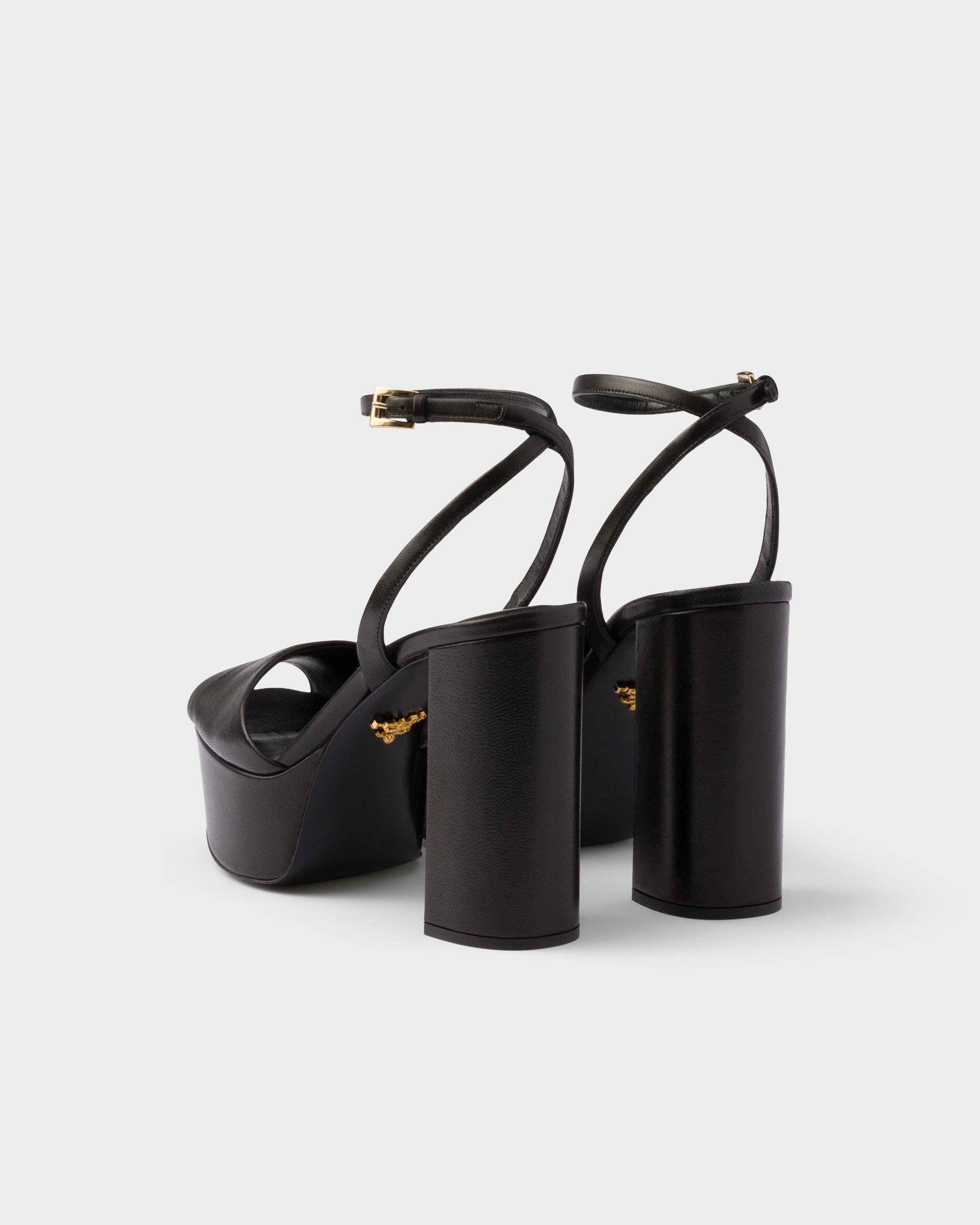 Prada Nappa Leather Platform Sandals 115 In Black