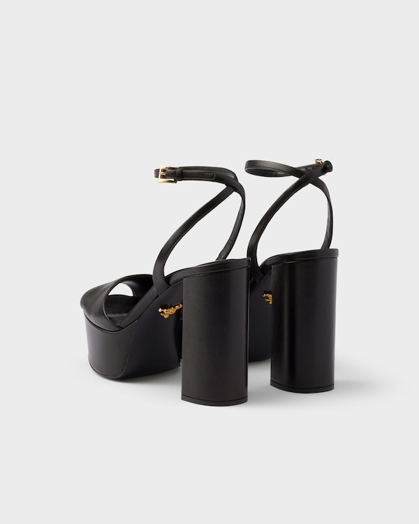 Sandales à plateforme en cuir nappa Sandales à plateforme en cuir nappa