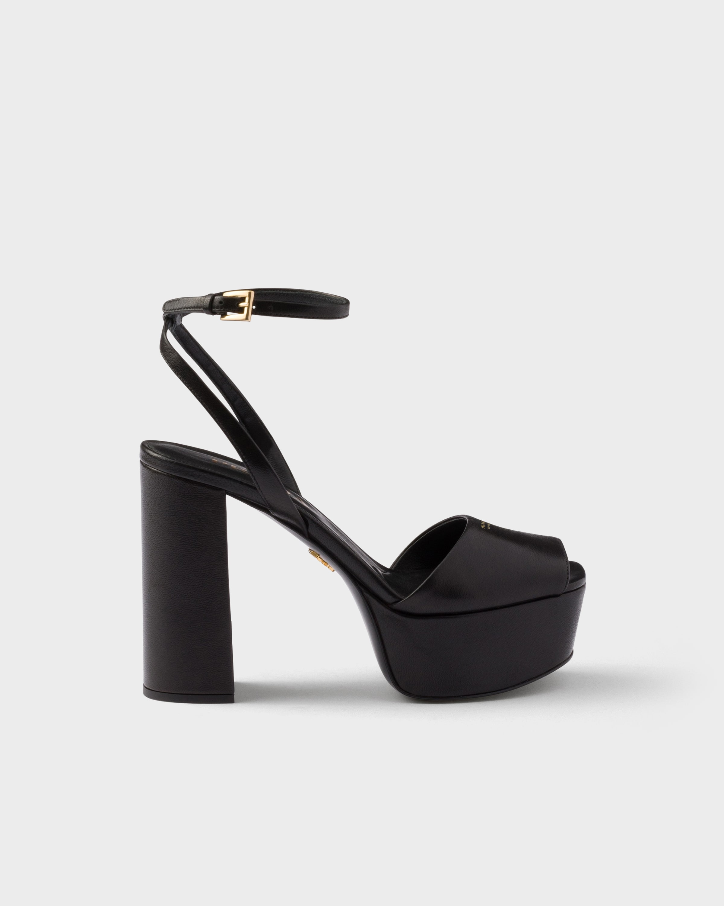 Prada Nappa Leather Platform Sandals 115 In Black