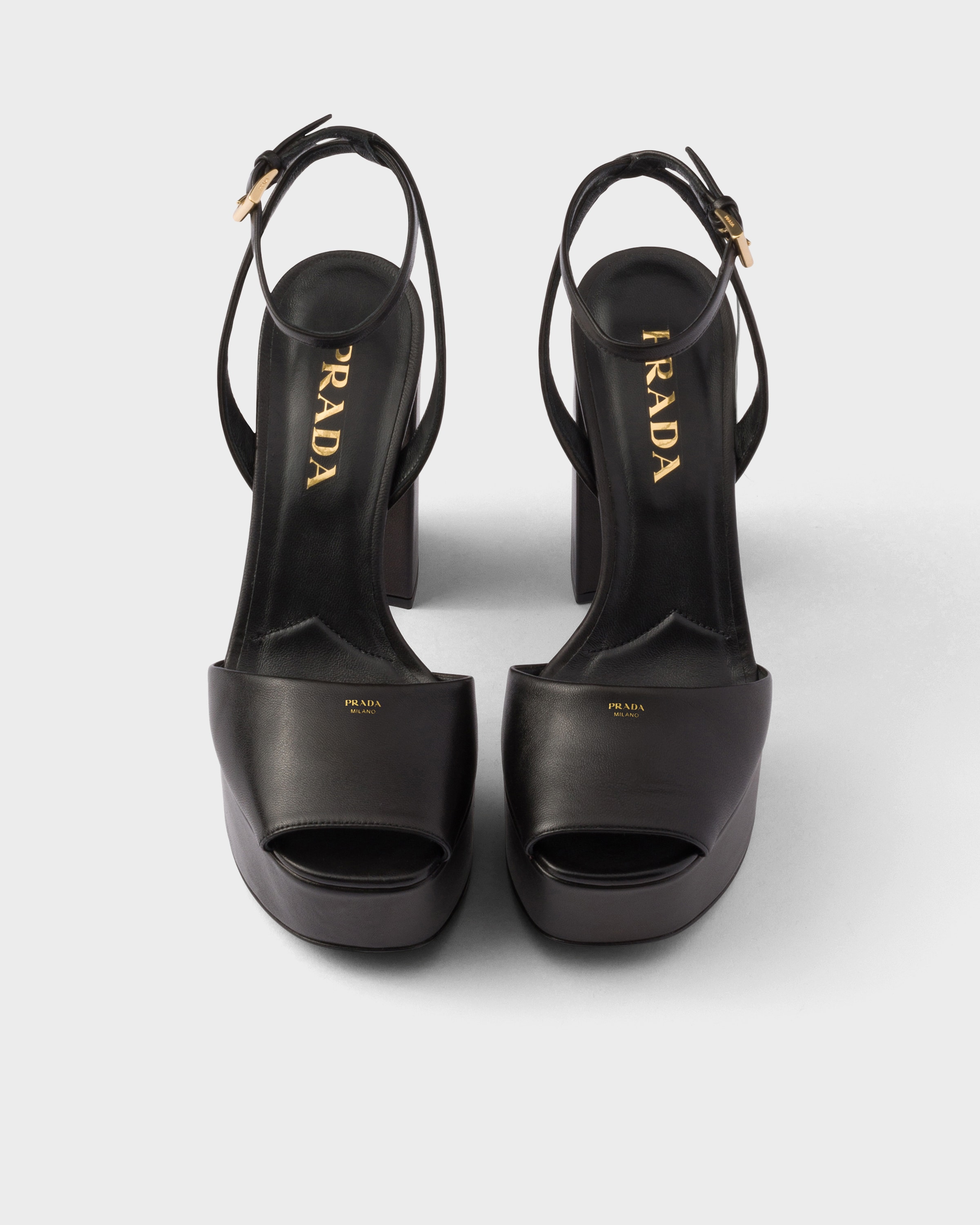 Prada Nappa Leather Platform Sandals 115 In Black