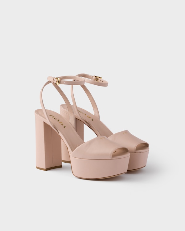 Nappa leather platform sandals - Powder Pink Nappa leather platform sandals - Powder Pink