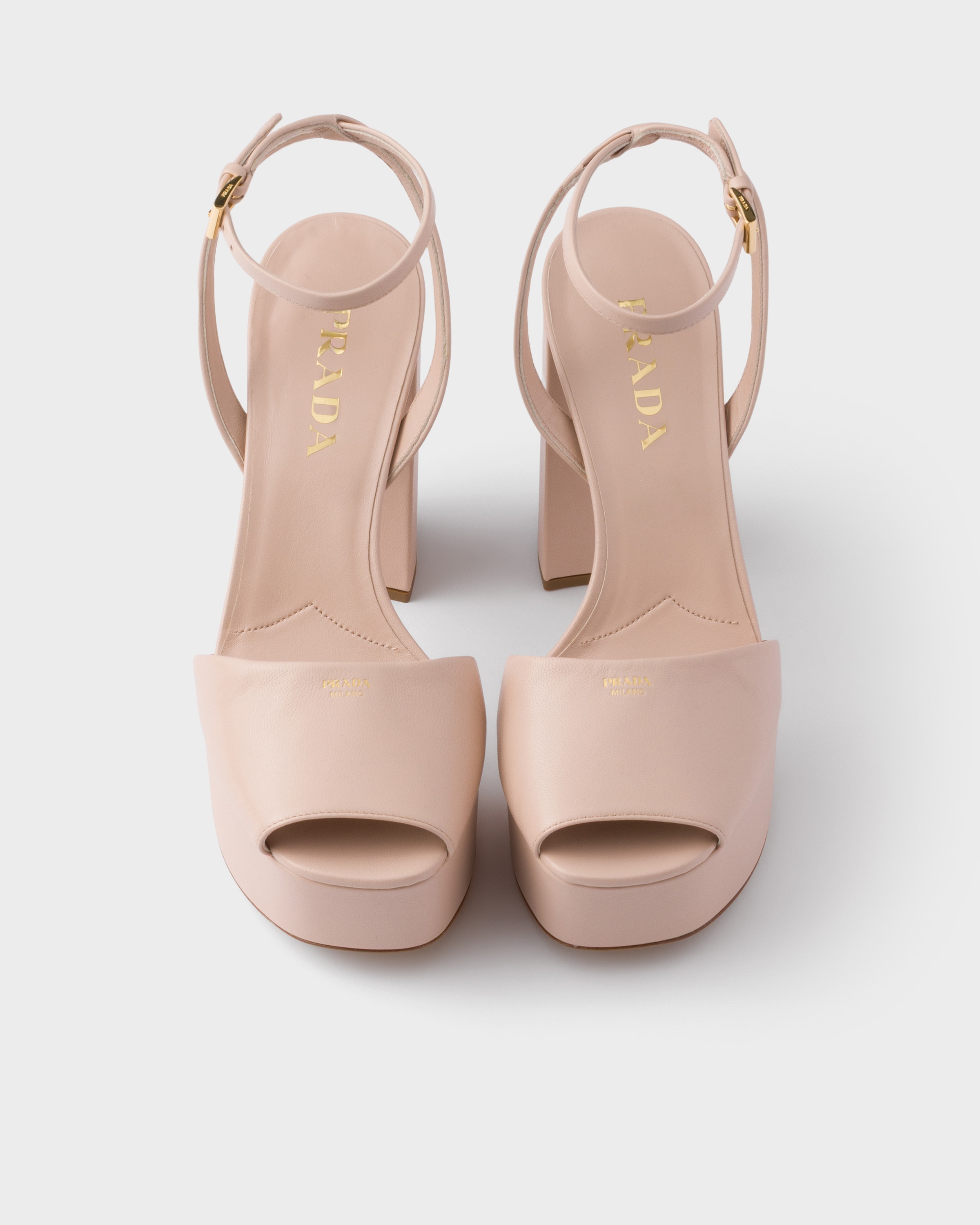 Powder Pink Nappa Leather Platform Sandals | PRADA - United States