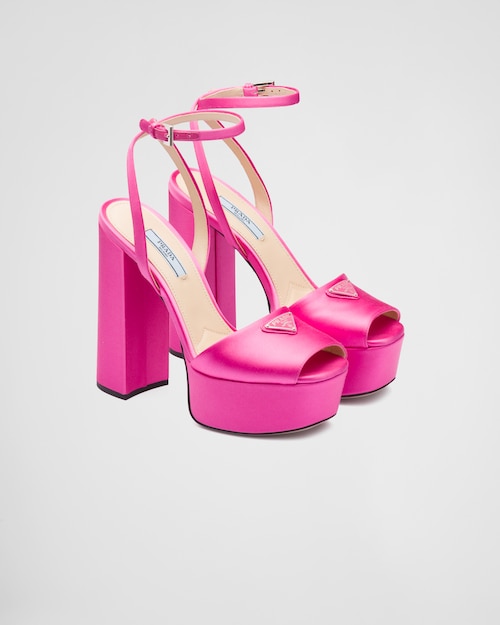 Begonia Pink High-heeled satin sandals | Prada