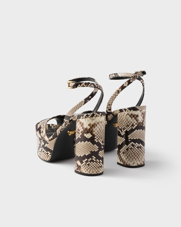 Python-print Ayers leather platform sandals - Rock Gray Python-print Ayers leather platform sandals - Rock Gray