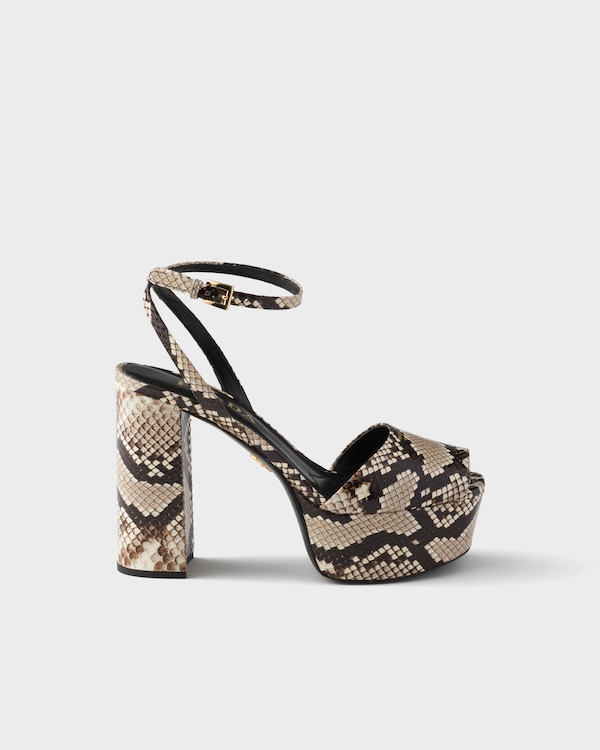 Python-print Ayers leather platform sandals - Rock Gray Python-print Ayers leather platform sandals - Rock Gray