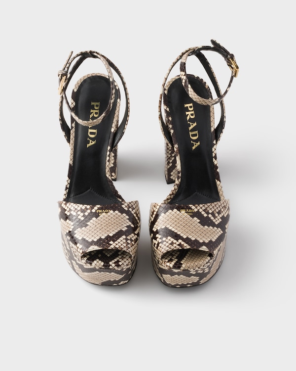 Python-print Ayers leather platform sandals - Rock Gray Python-print Ayers leather platform sandals - Rock Gray
