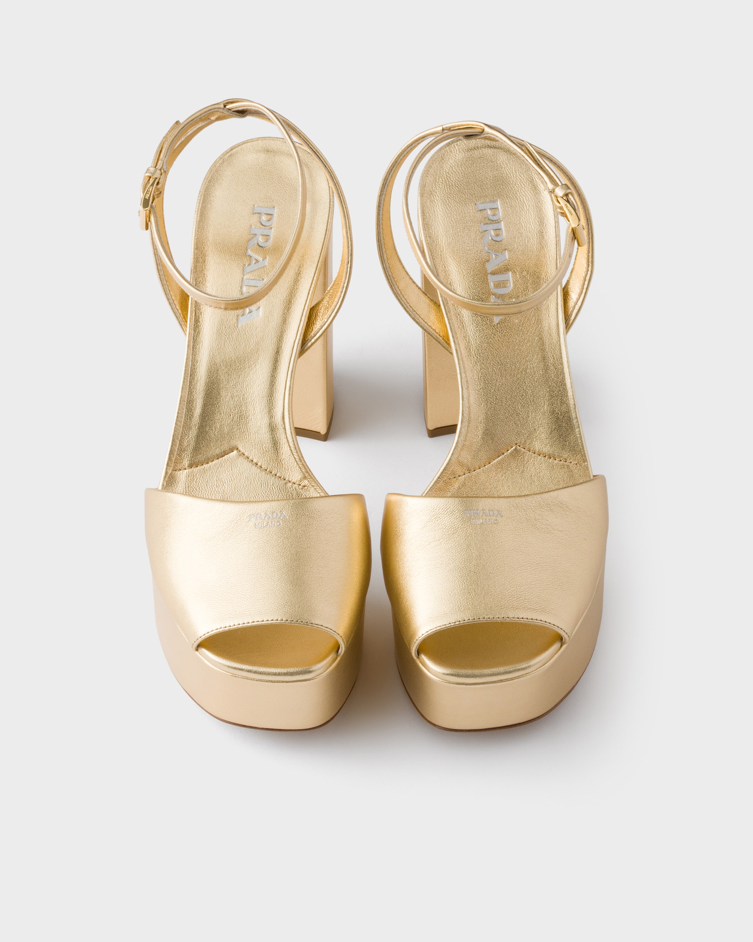 Platinum Mordoré Nappa Leather Platform Sandals | PRADA