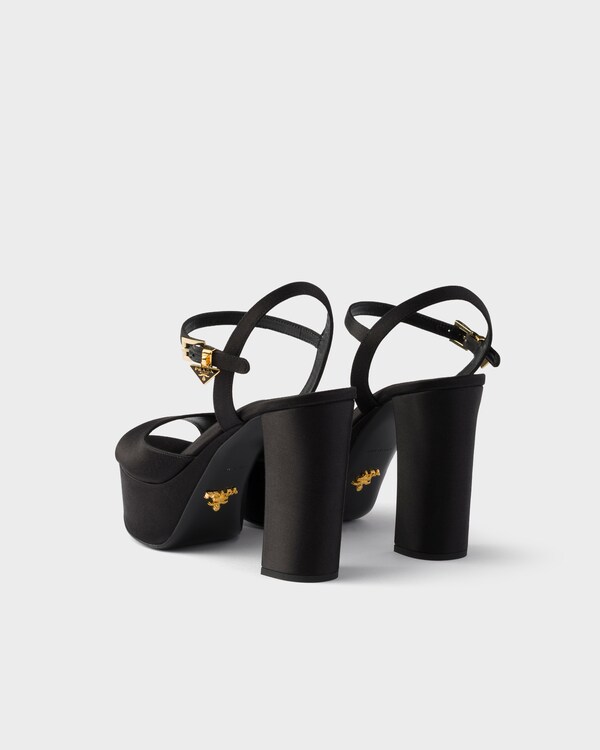 Satin platform sandals - Black Satin platform sandals - Black