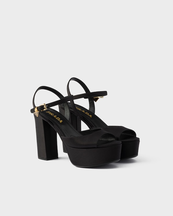 Satin platform sandals - Black Satin platform sandals - Black
