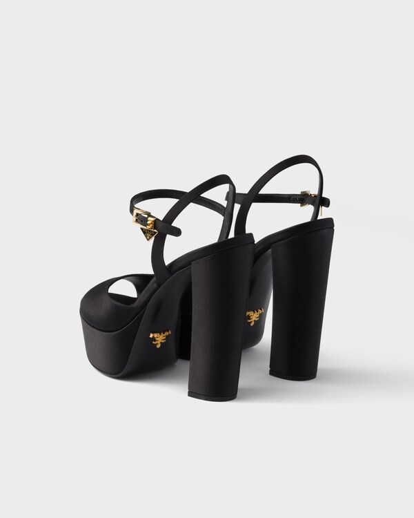 Satin platform sandals - Black Satin platform sandals - Black