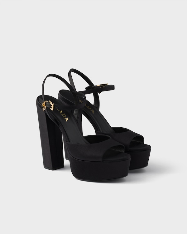 Satin platform sandals - Black Satin platform sandals - Black