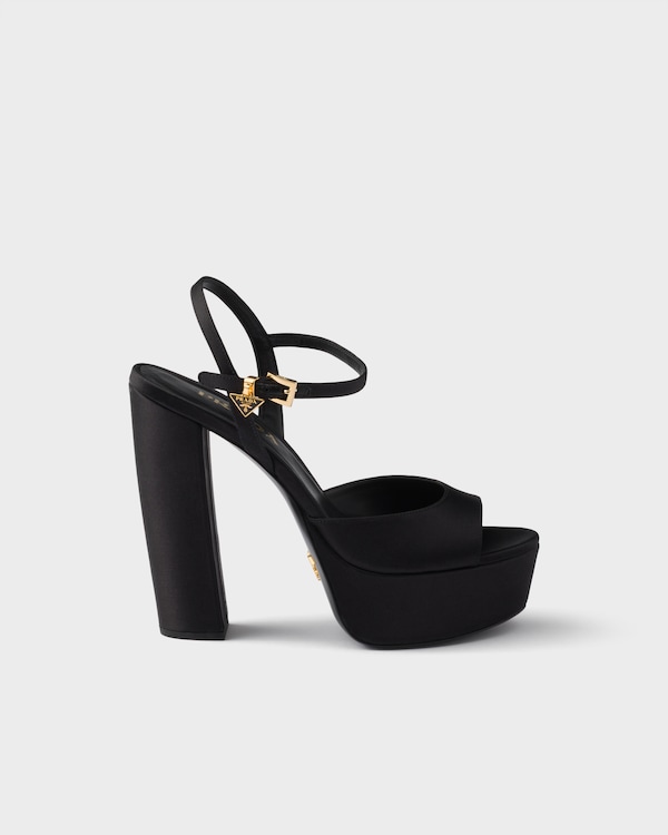 Satin platform sandals - Black Satin platform sandals - Black