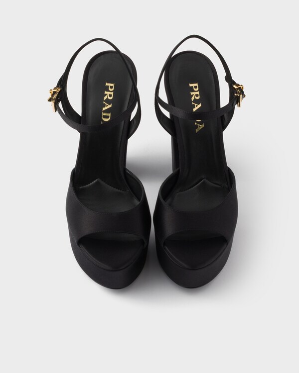 Satin platform sandals - Black Satin platform sandals - Black