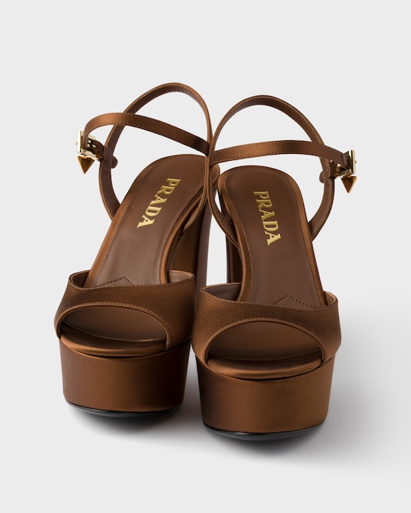 Satin platform sandals - Tobacco Satin platform sandals - Tobacco