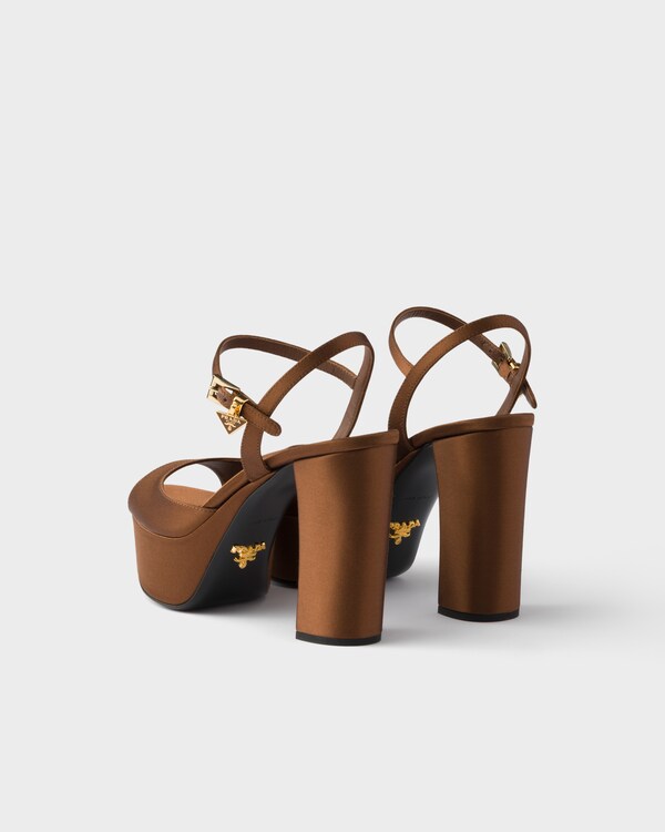 Satin platform sandals - Tobacco Satin platform sandals - Tobacco
