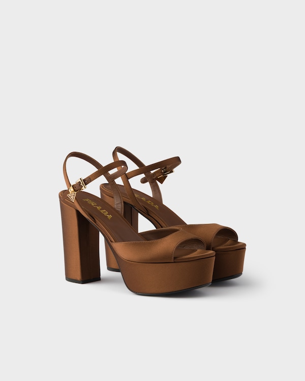 Satin platform sandals - Tobacco Satin platform sandals - Tobacco