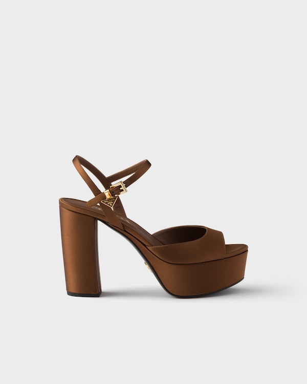 Satin platform sandals - Tobacco Satin platform sandals - Tobacco