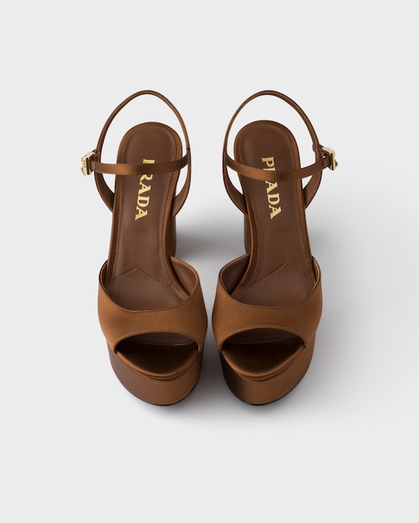 Satin platform sandals - Tobacco Satin platform sandals - Tobacco