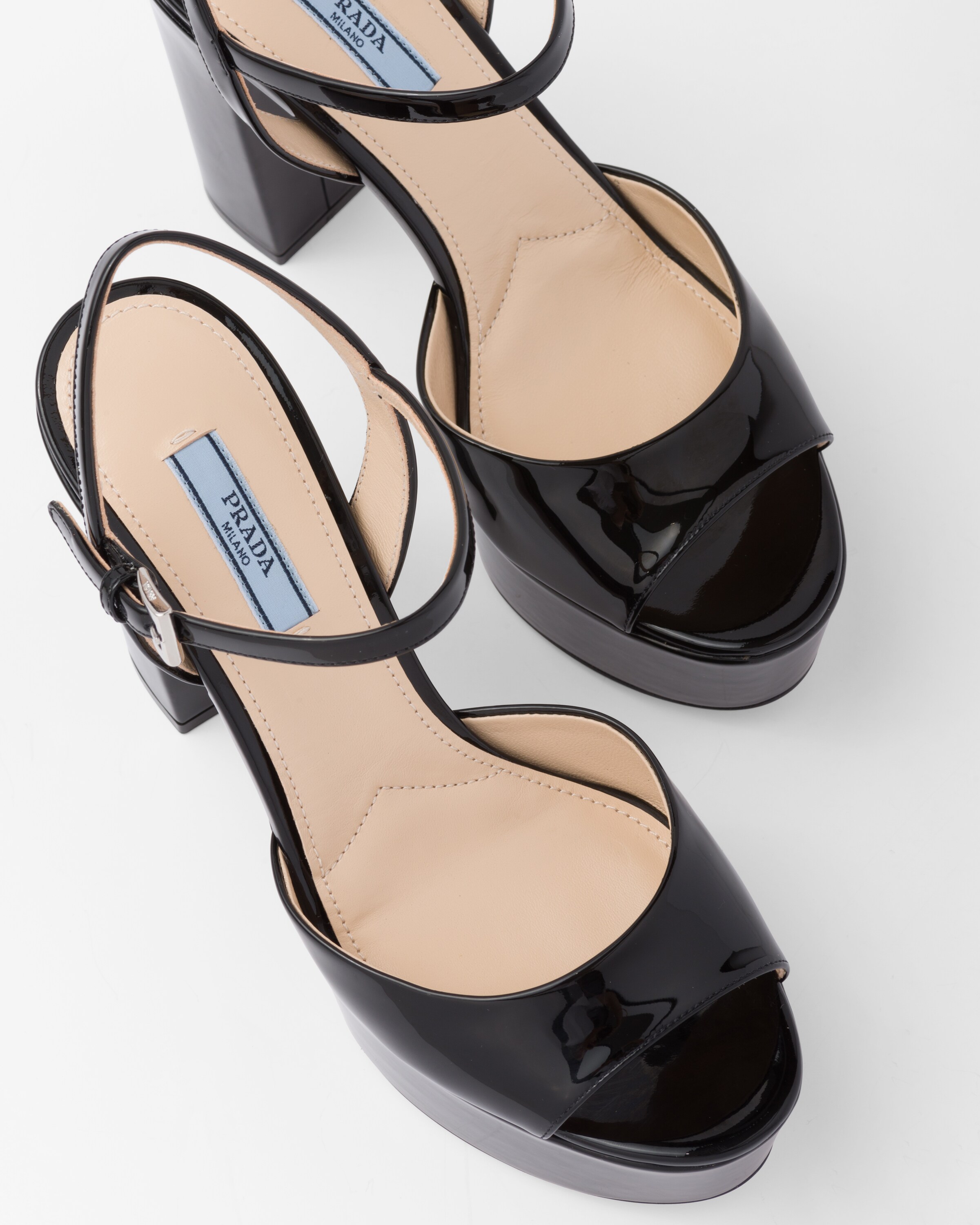 Prada patent leather sandals hot sale