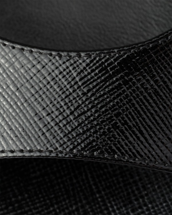 Patent Saffiano leather platform sandals - Black Patent Saffiano leather platform sandals - Black