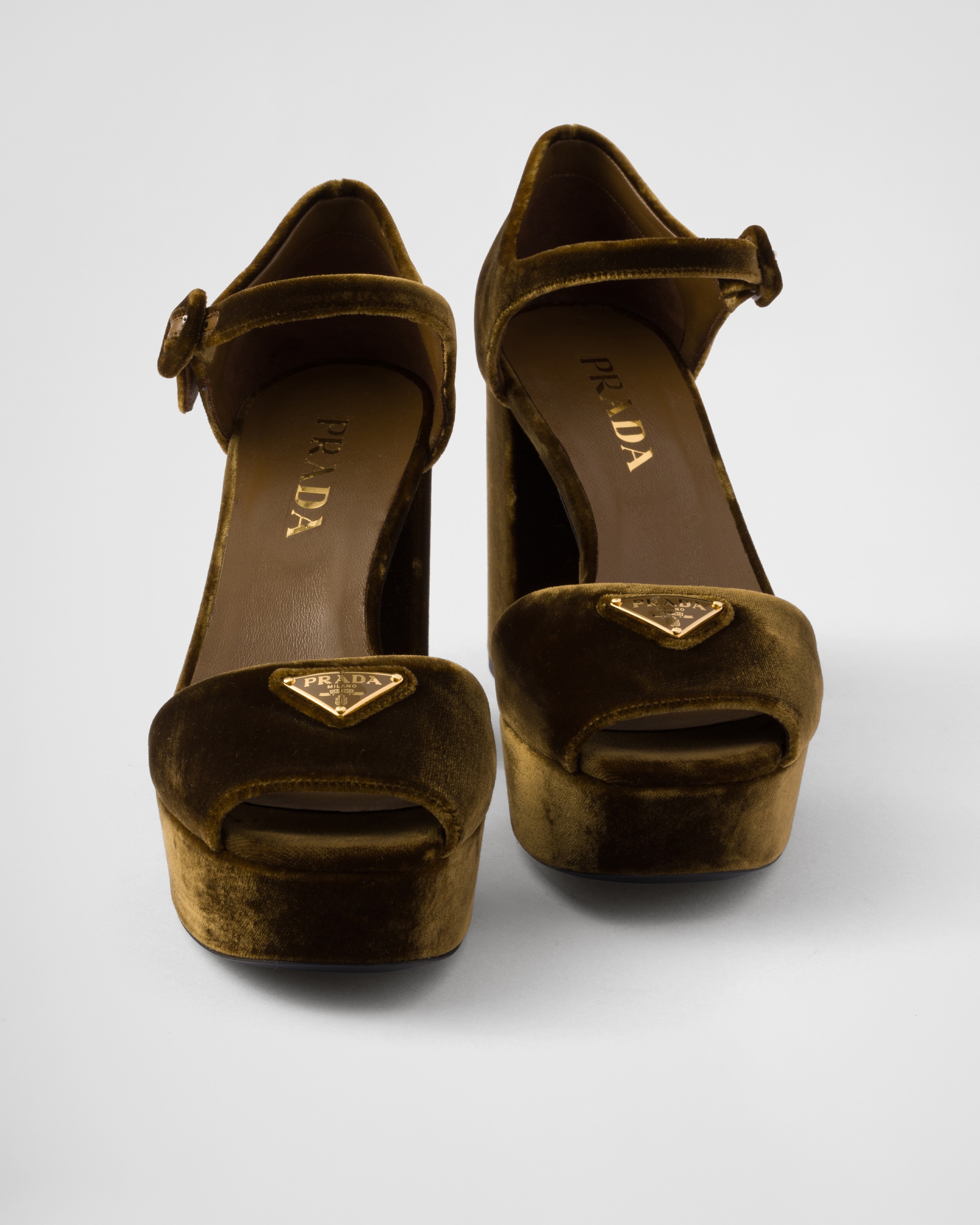 Oak Velvet Platform Sandals PRADA