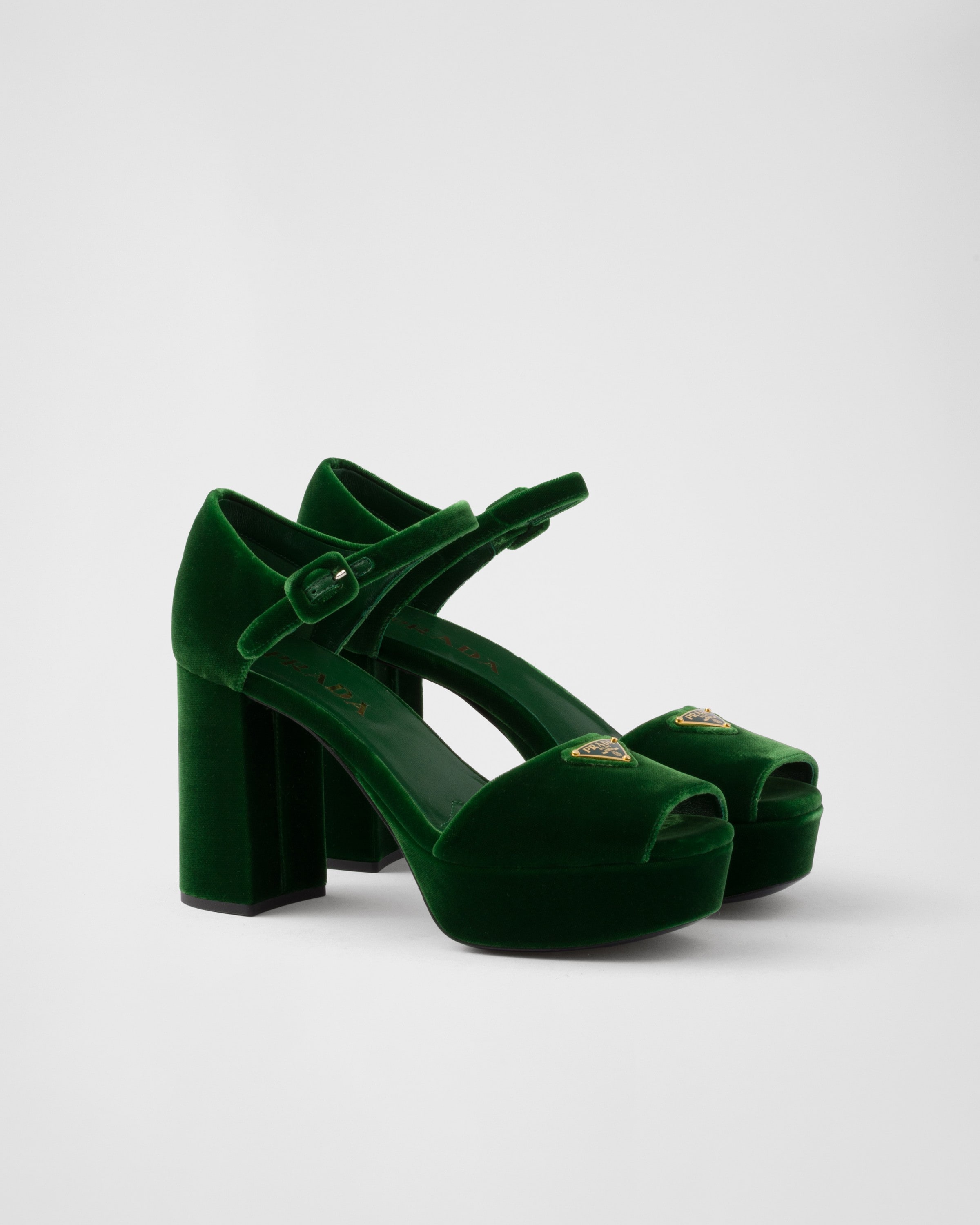 Prada velvet platform sandals hot sale