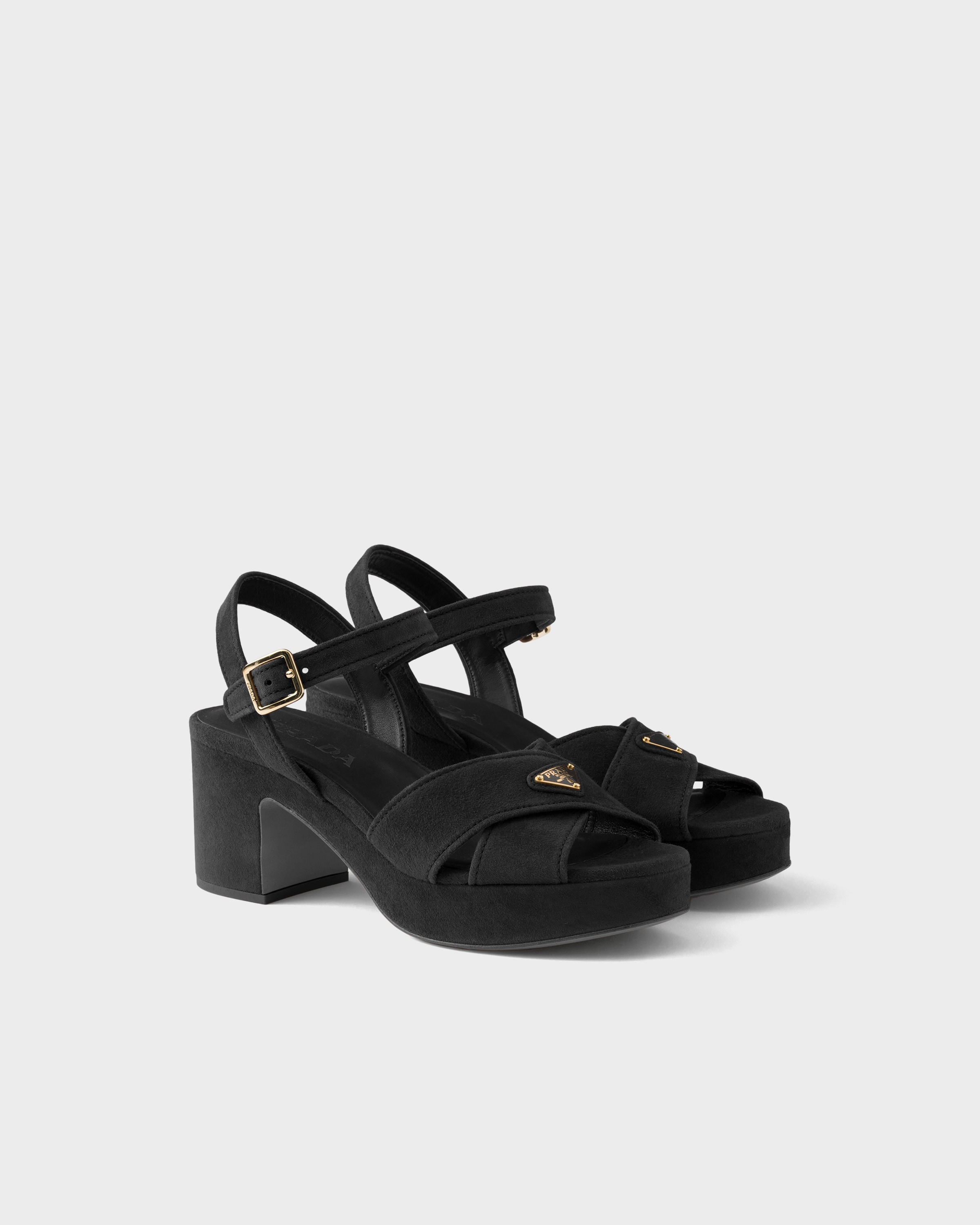Black Suede Platform Sandals | PRADA - United States