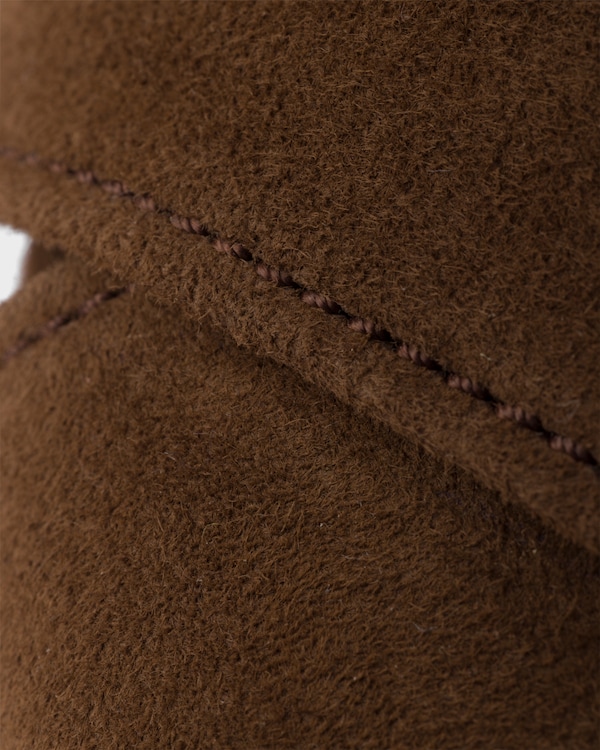 Sandales compensées en veau velours - Marron Cacao Sandales compensées en veau velours - Marron Cacao