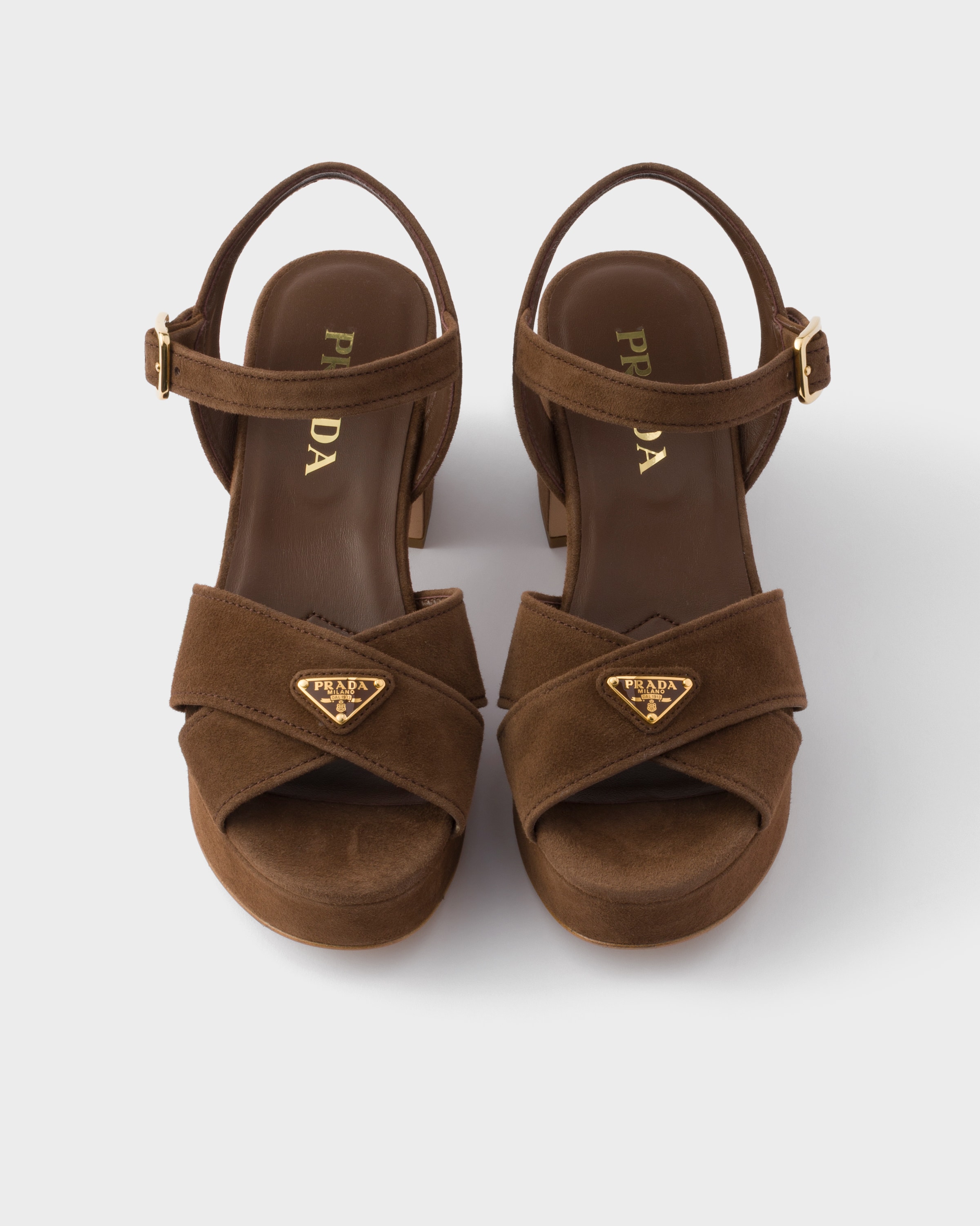 Cocoa Brown Suede Platform Sandals | PRADA