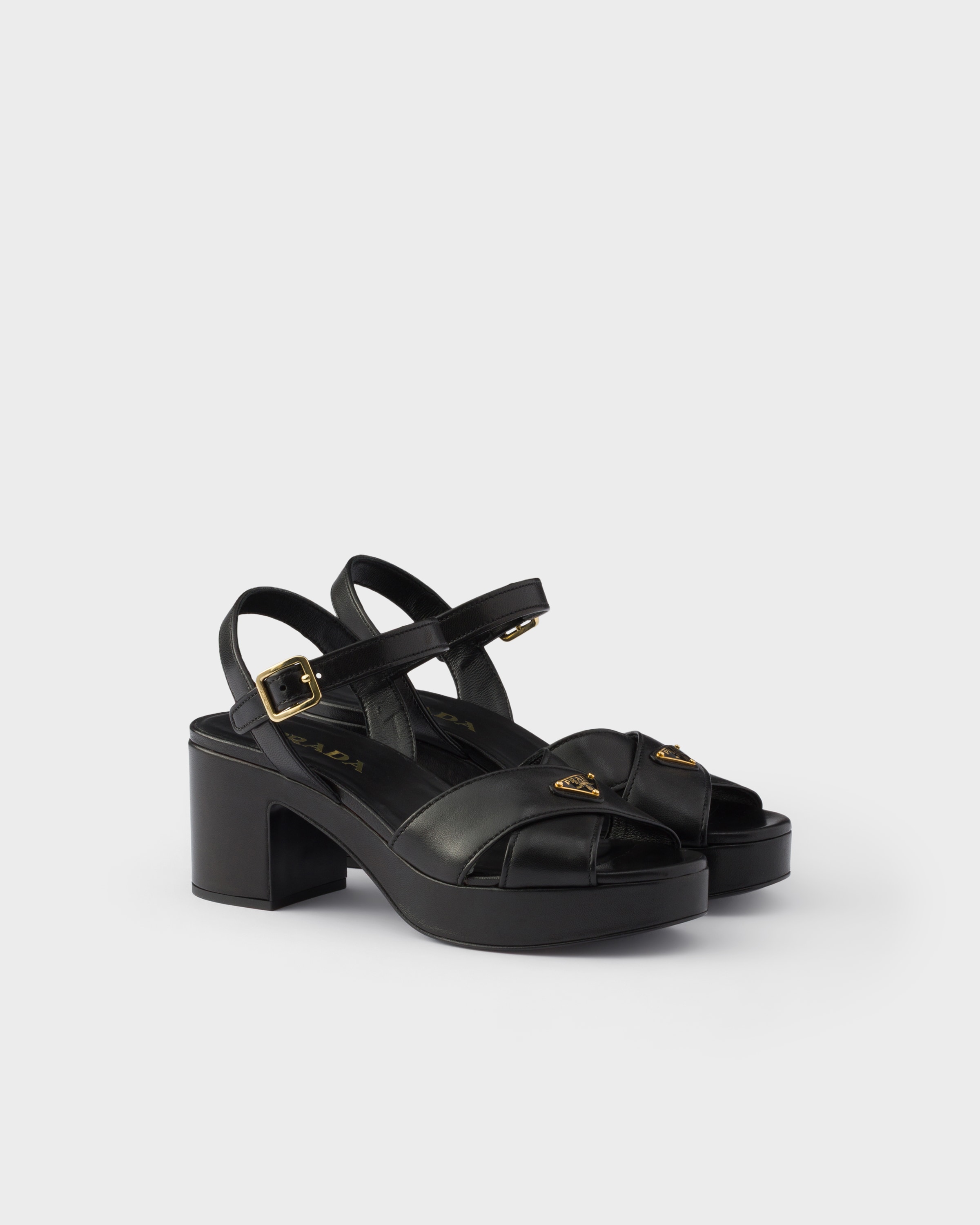Black Nappa leather platform sandals | PRADA
