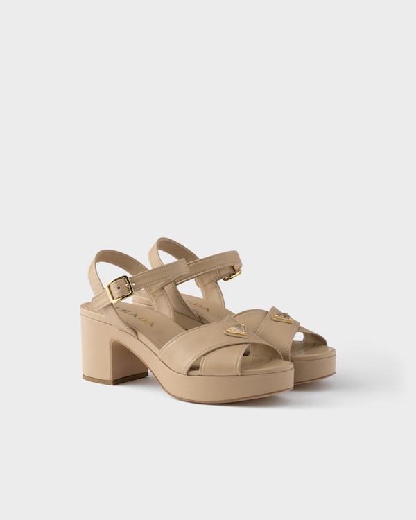 Nappa leather platform sandals - Sand Beige Nappa leather platform sandals - Sand Beige