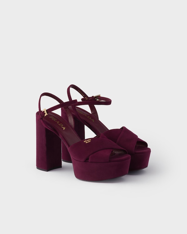 Suede platform sandals - Burgundy Suede platform sandals - Burgundy