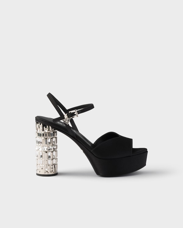 Satin platform sandals - Negro Satin platform sandals - Negro