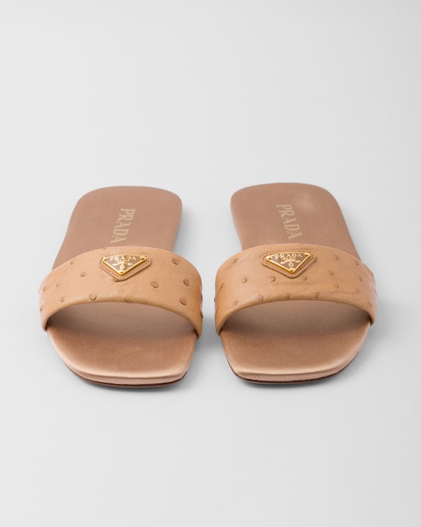 Ostrich leather slides - Natural Ostrich leather slides - Natural