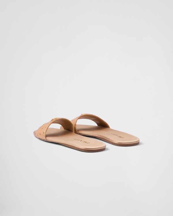 Ostrich leather slides - Natural Ostrich leather slides - Natural