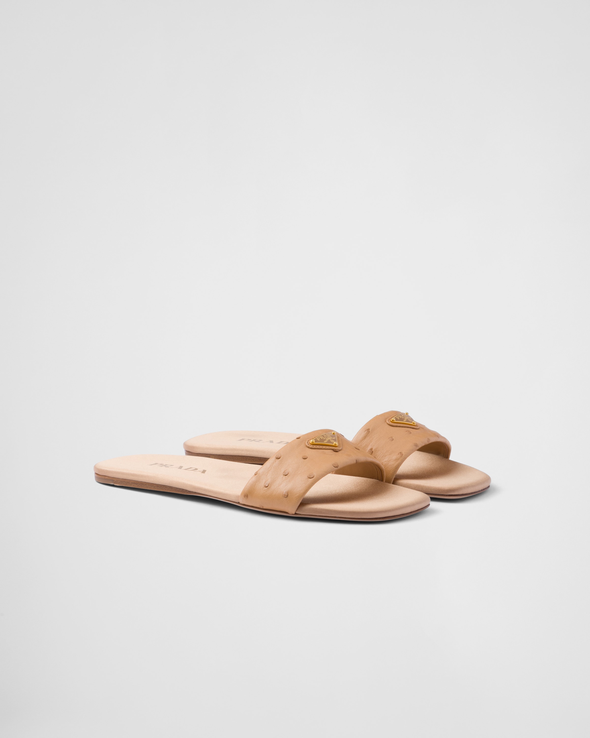 PRADA サンダル　オーストリッチ Natural Ostrich leather slides | PRADA