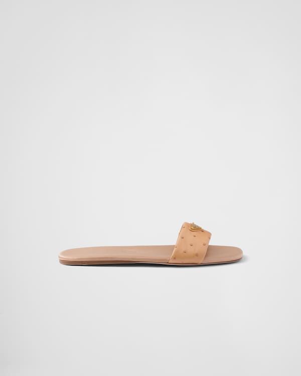 Ostrich leather slides - Natural Ostrich leather slides - Natural