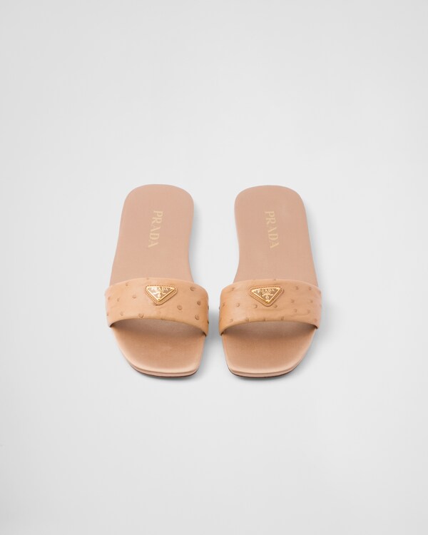 Ostrich leather slides - Natural Ostrich leather slides - Natural